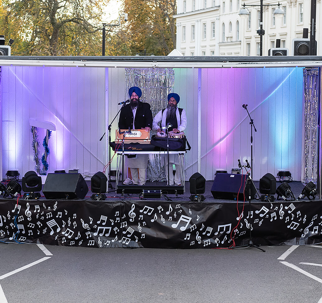 A view of two performers on stage