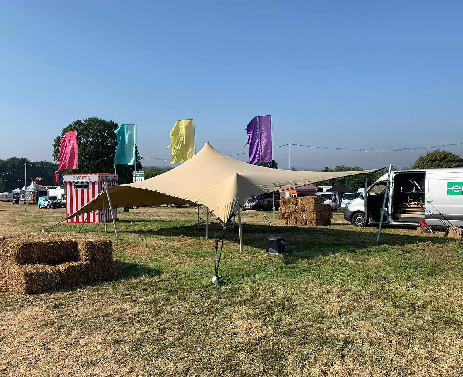 An event tent gazebo in a field